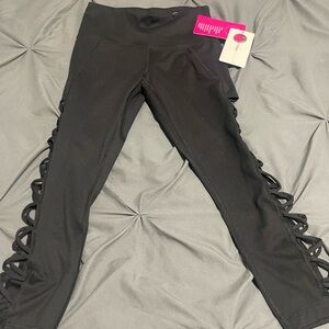 Yogalicious Black Leggings with Side Cutouts NWT